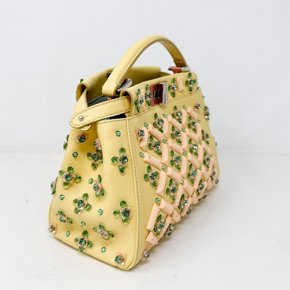 NIB**Fendi Embellished Mini Yellow Peekaboo Runway Collection Bag - Picture 3 of 11